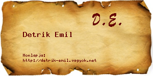 Detrik Emil névjegykártya